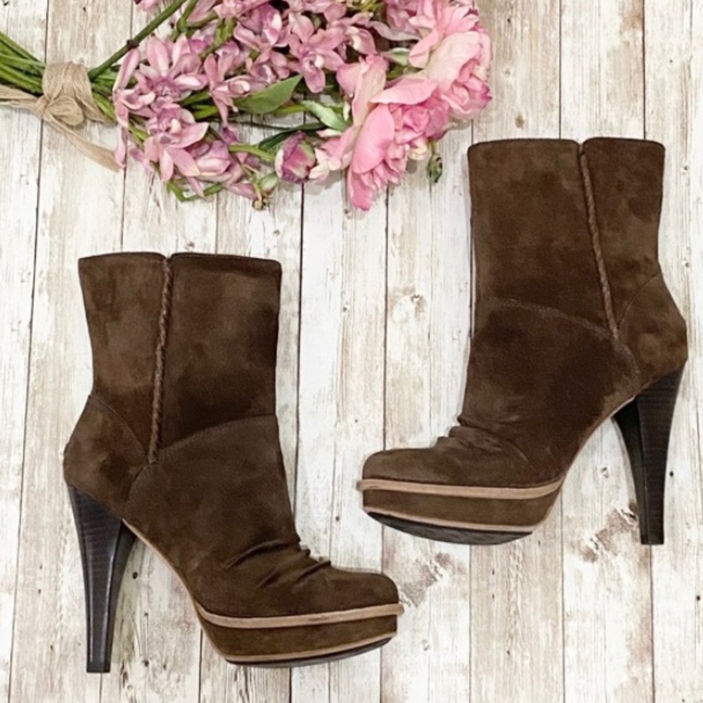 UGG Australia Brown Suede Bianka Heeled Booties 8
